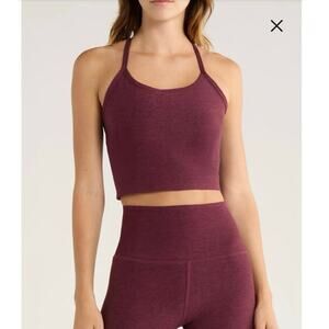 NWOT Beyond Yoga Space Dye Slim Racerback Crop Tank in Midnight Burgundy SZ XS